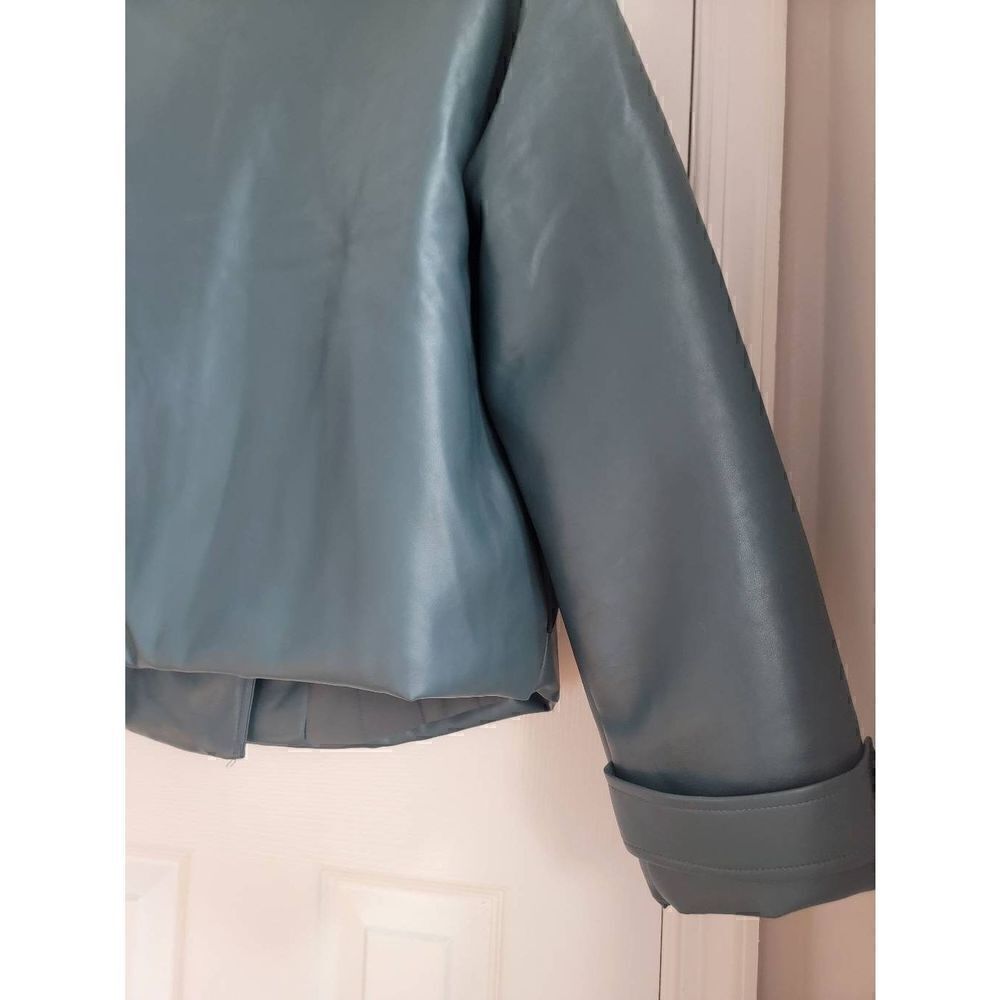 Teal Padded Biker FauxLeather Jacket-Victoria S - Picture 7 of 11